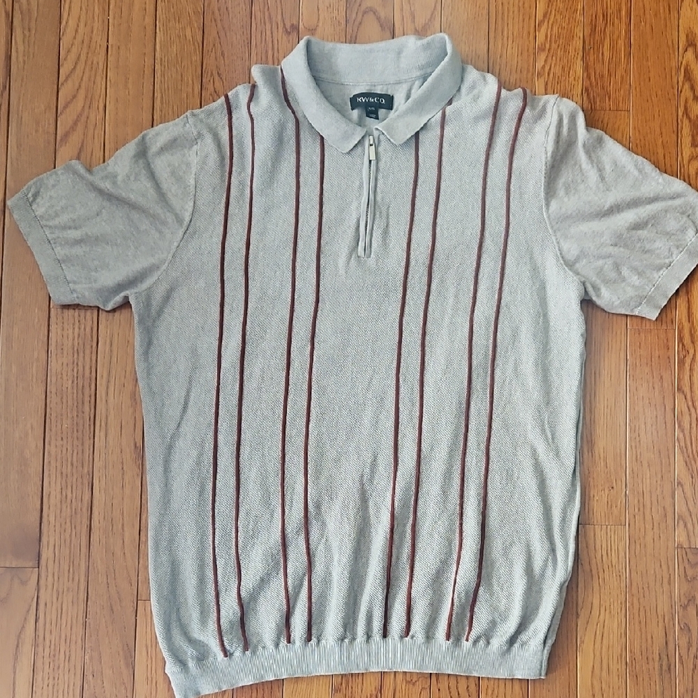 RW&CO. Light Gray Polo with Brown Accents